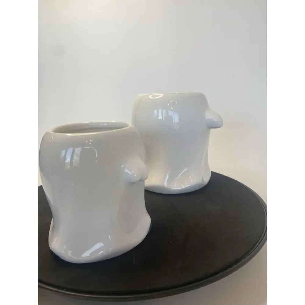 Hyde & Eek Mug Halloween Ghost Mini Ghost Mug Orange Bow tie Teal Feet
